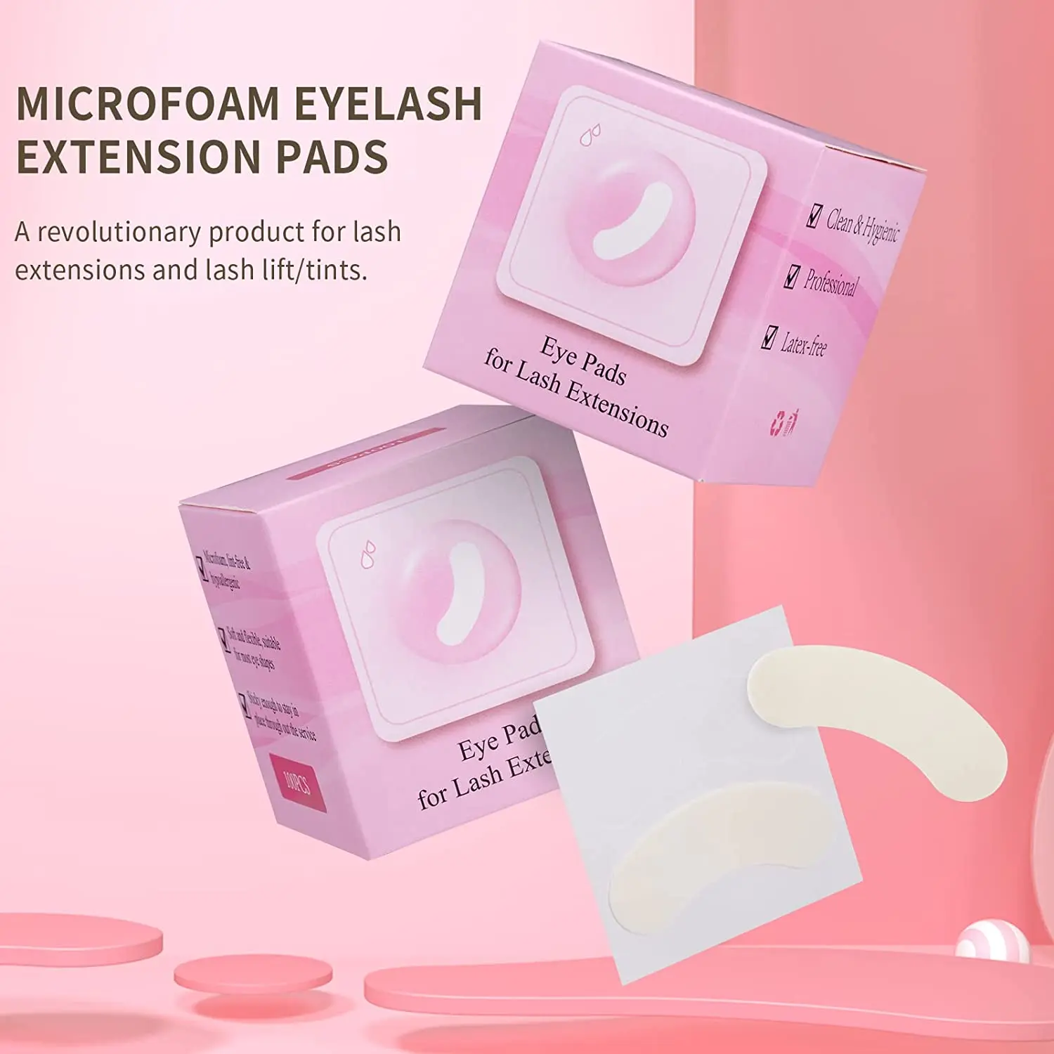 Fadvan 100 Pair/box Foam Eye Pads Gel Patch for Lash Extension Small Size Microfoam Lash Pad Lint Free Hypoallergenic Waterproof