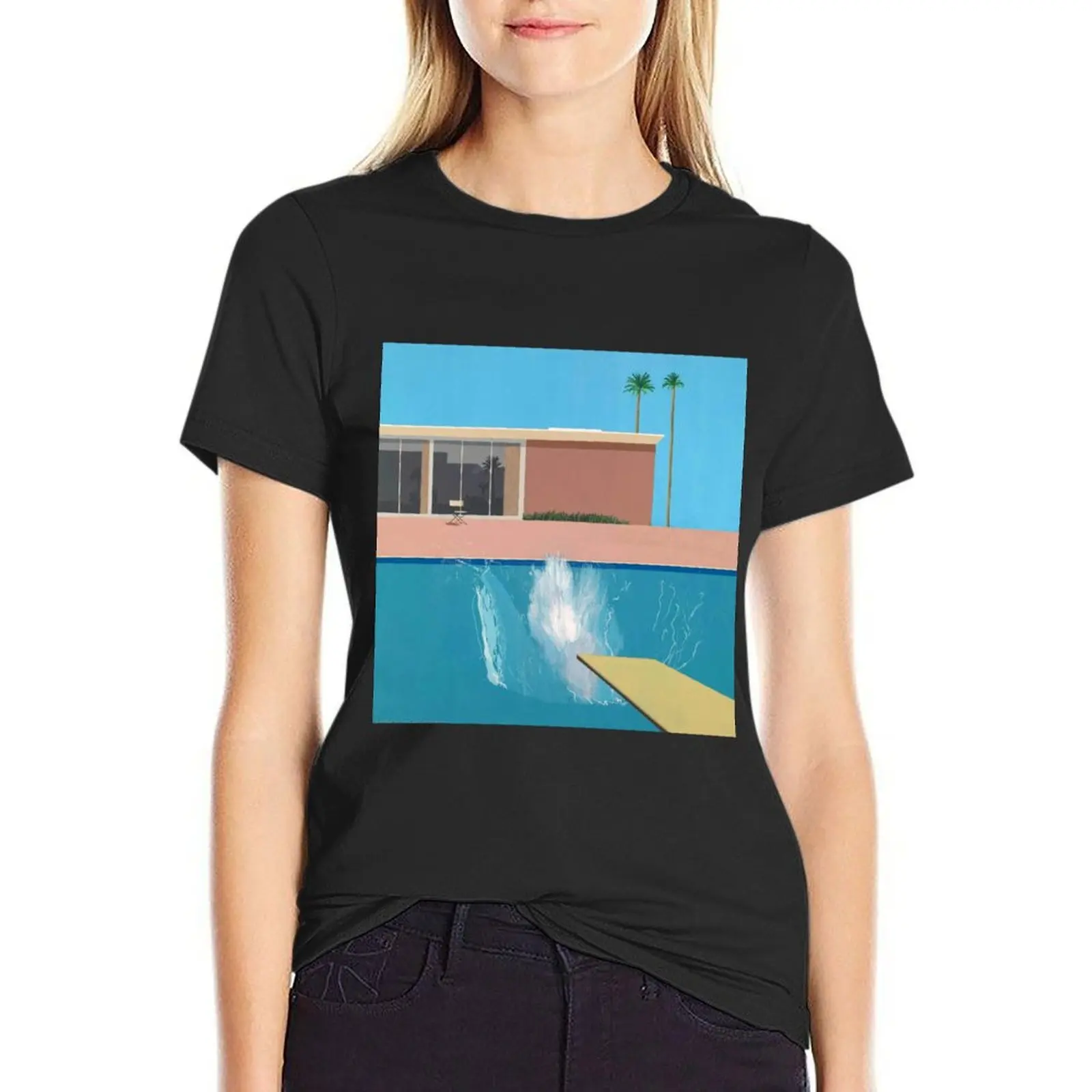 Art By David Hockney David Hockney Bigger Splash T-Shirt lady clothes oversized funny t shirts for Women