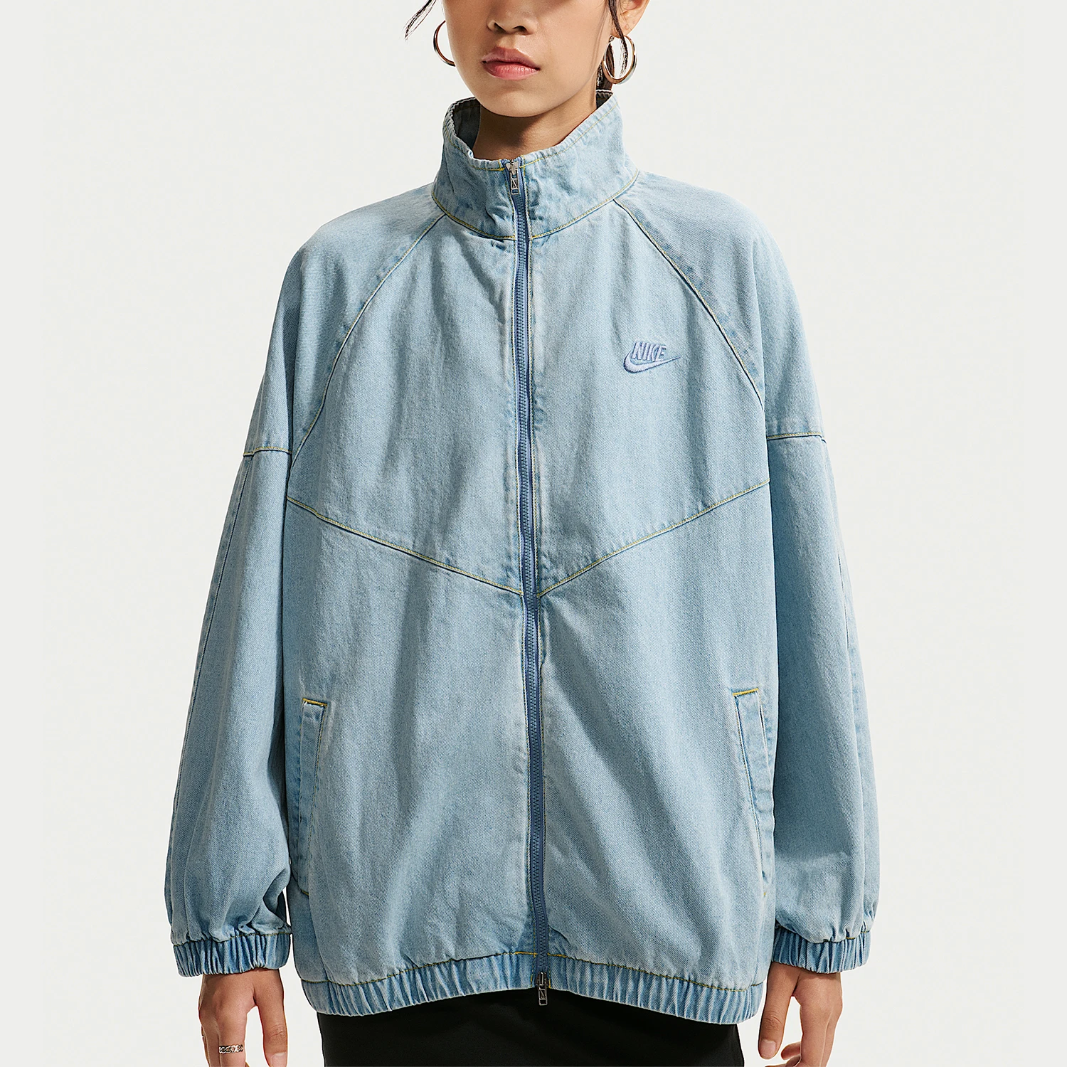Nike genuine ASR DENIM women's stand up collar zipper minimalist jacket jacket IV4962-440