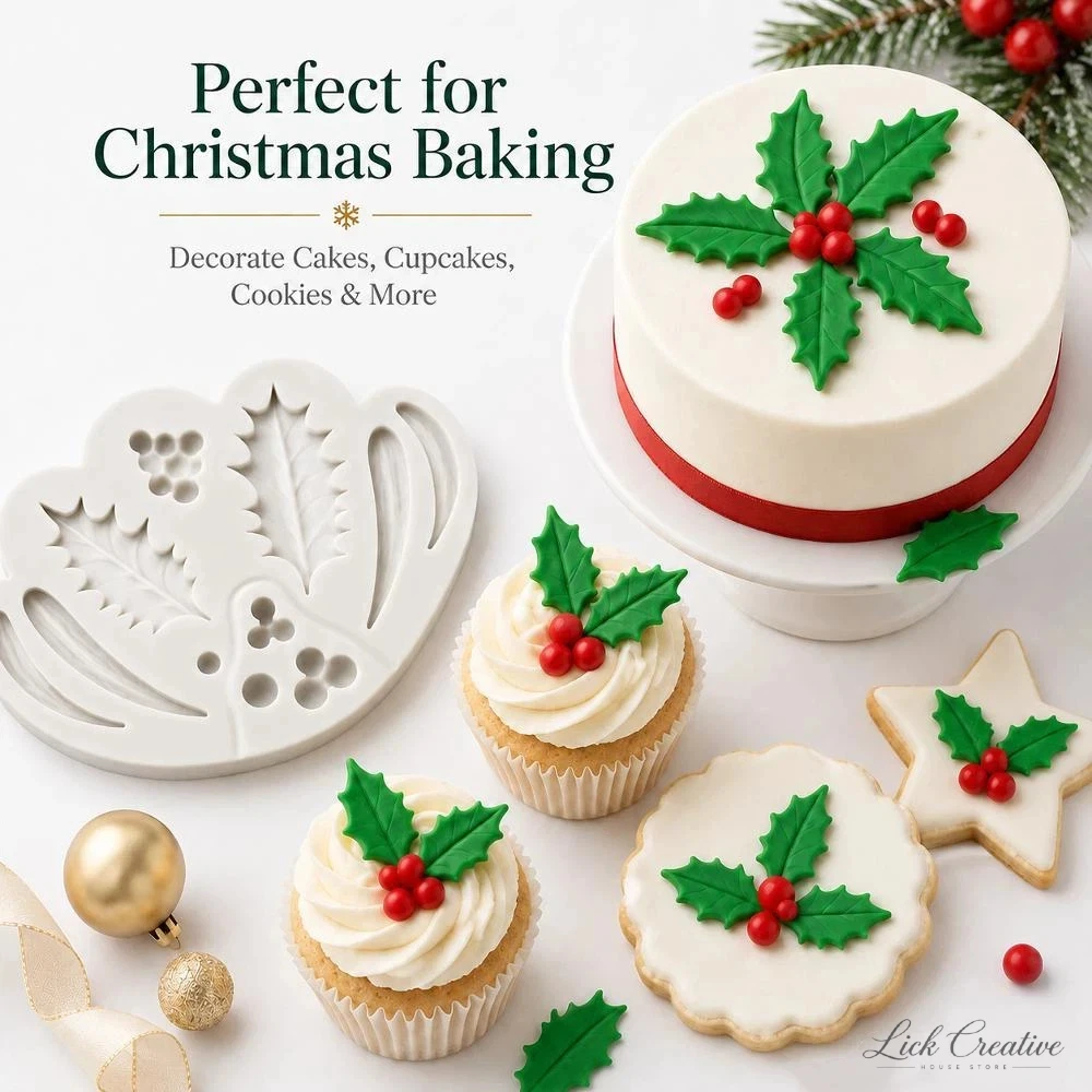 Christmas Holly Berry Leaf Silicone Mould DIY Fondant Chocolate Candy Cake Decorating Baking Pastry Dessert Tool Supplies