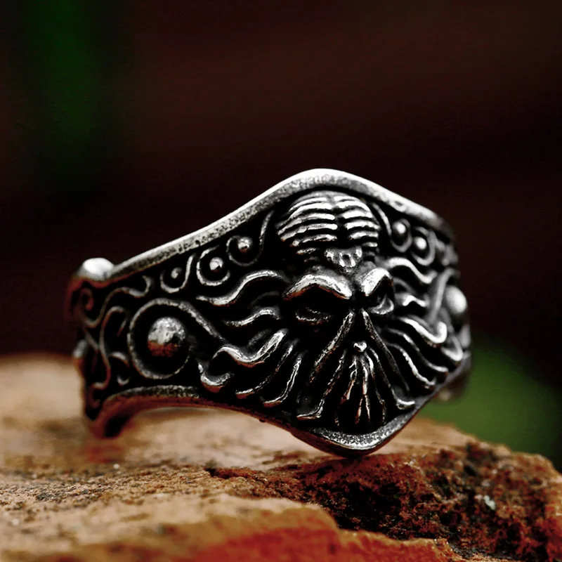 BEIER 2023 New Style 316L Stainless Steel Skull Octopus Ring For Men Punk Hip Hop Vintage Squid Jewelry Gift Wholesale