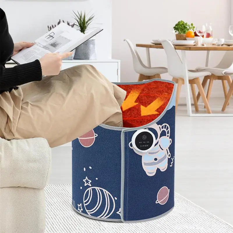 Electric Leg Warmer Under Desk Foldable Personal Heater With 3 Heat Settings Portable Heater For Leg And Feet Astronaut Pattern