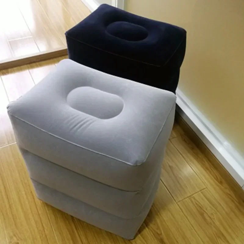 Aufblasbares Fußstützkissen für Reisen, tragbar, höhenverstellbar, 3-stufiger Hocker für Fußstütze, Beinkissen, Kissen für Auto und Büro – Detail 5