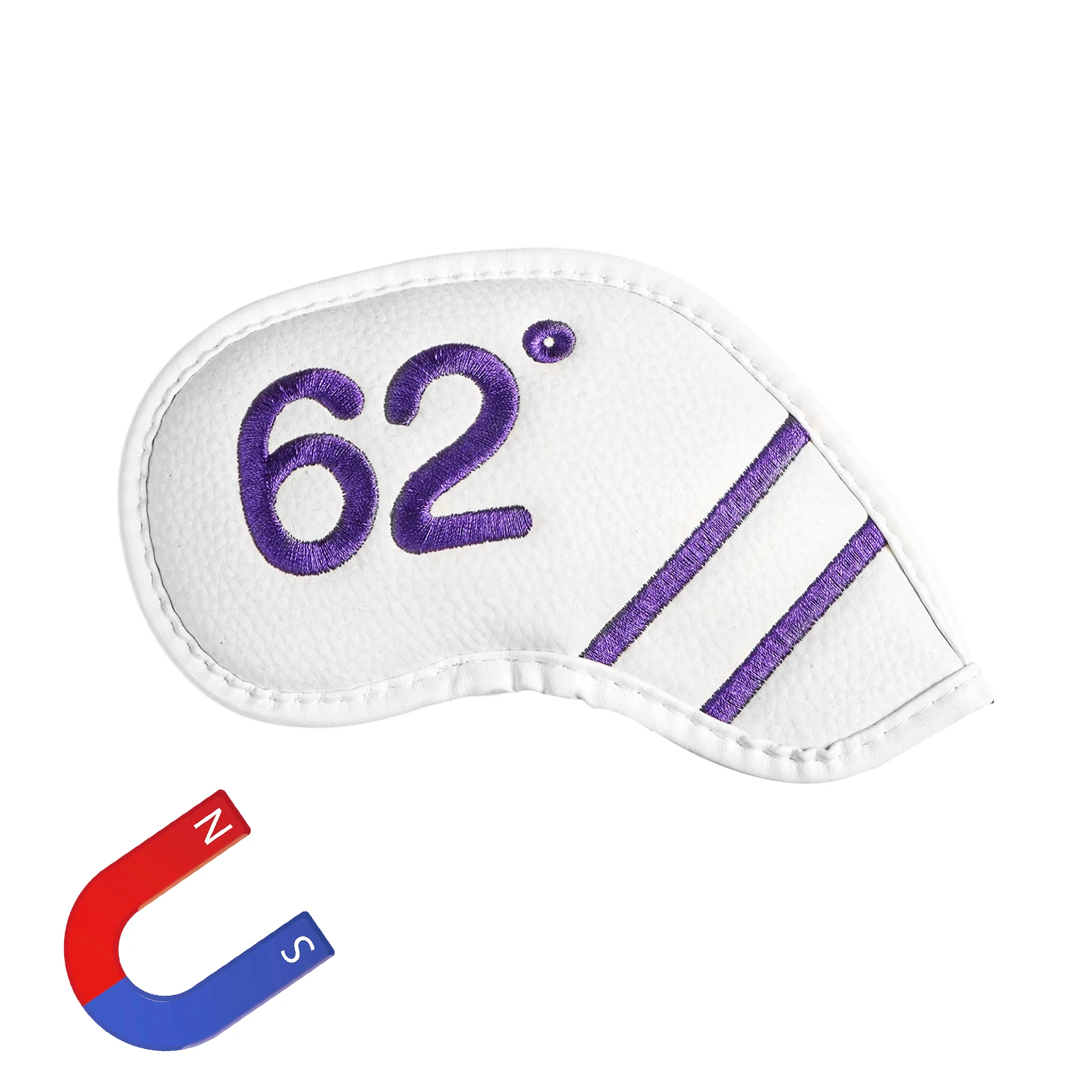 Magnetische golf ijzeren wedge headcovers, 1/8 verpakking, premium PU-leer met stijlvolle dubbelzijdige kleurrijke borduurwerklabel