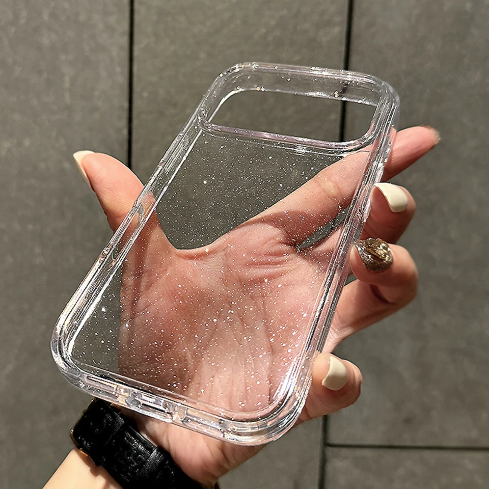 Funda de lujo con brillantina transparente para iPhone 11 12 13 14 15 16 17 Pro Max Plus Air, silicona suave, cubierta protectora con borde 5