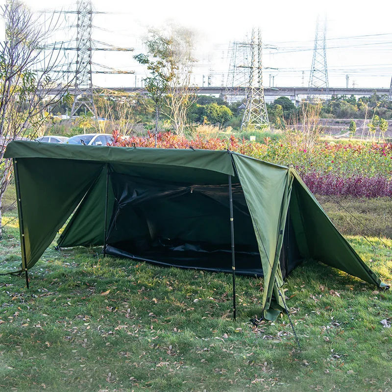 

Outdoor Double Layer Four Season Cotton Tarp Tent Portable Camping Picnic Shelter Sun Protection Rainproof Tarp