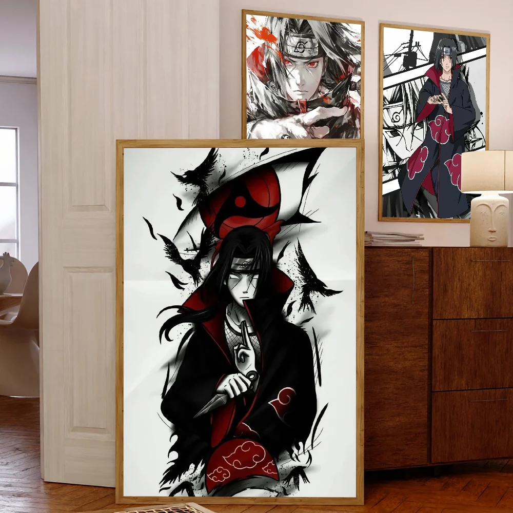 N-NARUTO U-Uchiha Itachi Anime Posters Sticky Fancy Wall Sticker For Living Room Bar Decoration Room Wall Decor