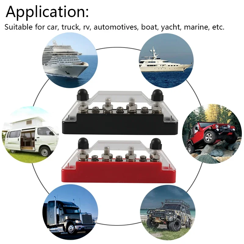 Positive Negative Battery Bus Bar Power 12V Distribution Block 4 X M6 Car Terminal Block Studs 3 X M4 Terminal Bus for RV Boat