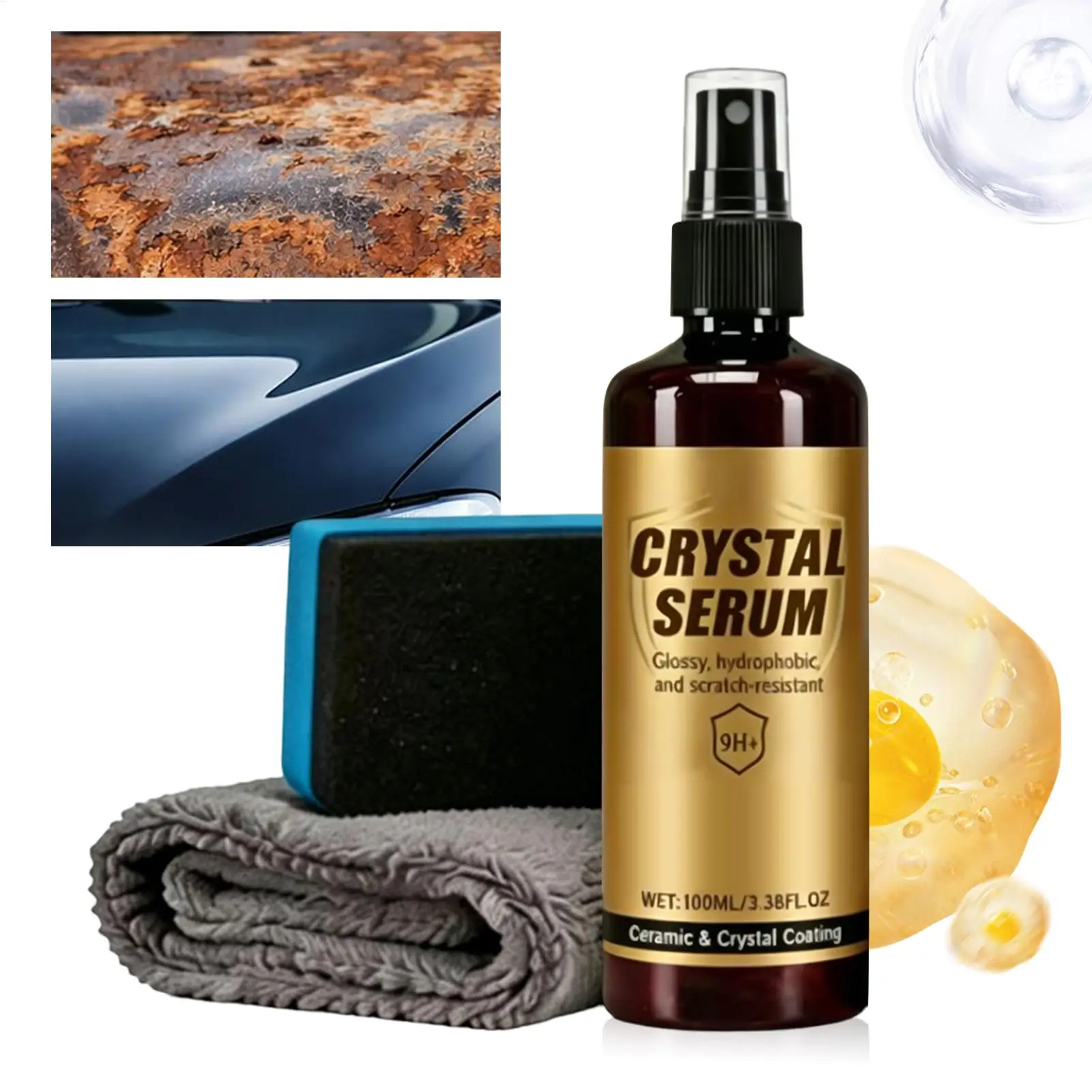 Ceramic Coating for Cars 100ml Detailing Agent Car Ceramic Coating Spray with Sponge and Cloth for Automotive Truck SUV Garage