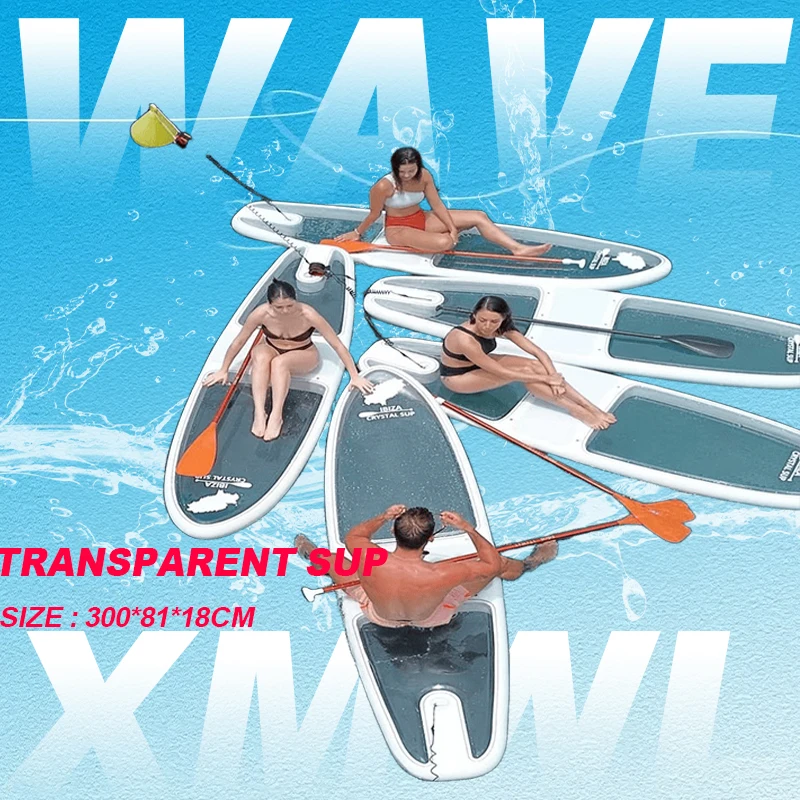 

10ft Crystal Transparent SUP Board Stand Up Surfboard Glass See Through Paddle Board For Youth & Adults