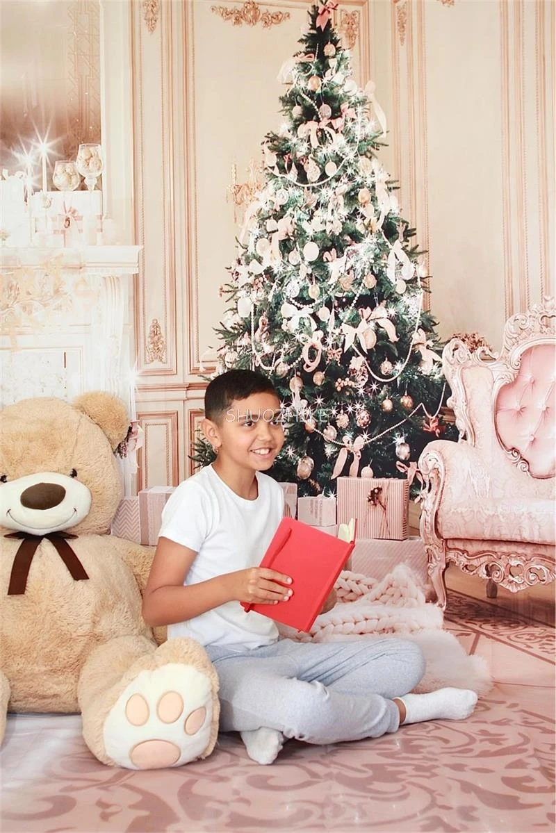 الذهب الداكن الملكي الفاخر عيد ميلاد سعيد المهرجانات الموقد شمعة الطابق كرسي الداخلية صورة خلفية التصوير الخلفية