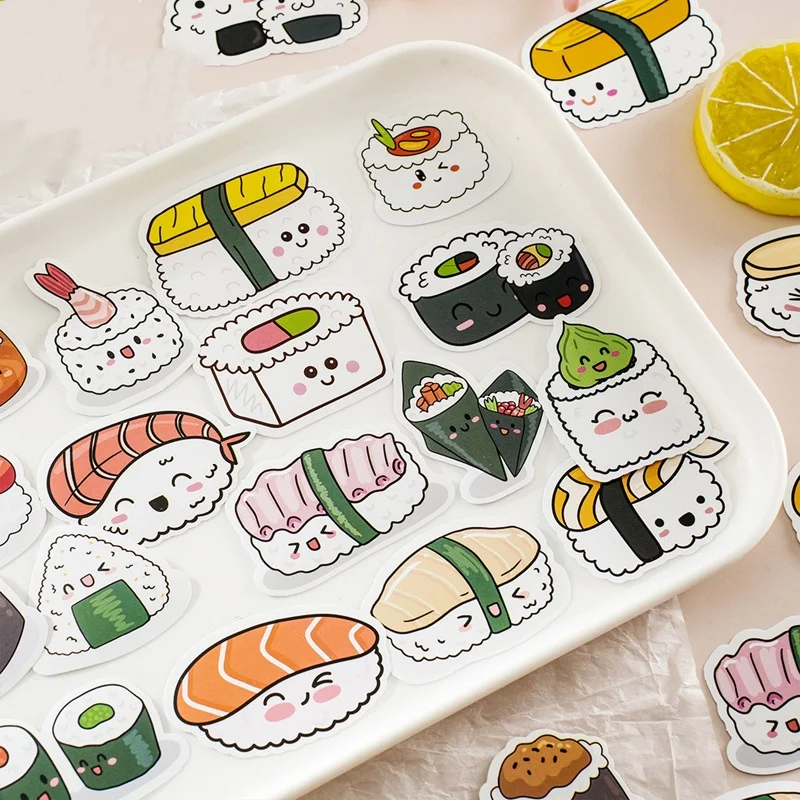 Imagem -04 - Sushi Kawaii Adesivos para Scrapbooking Rótulo Decorativo para Diário Álbum Bonito Faça Você Mesmo 30 Box