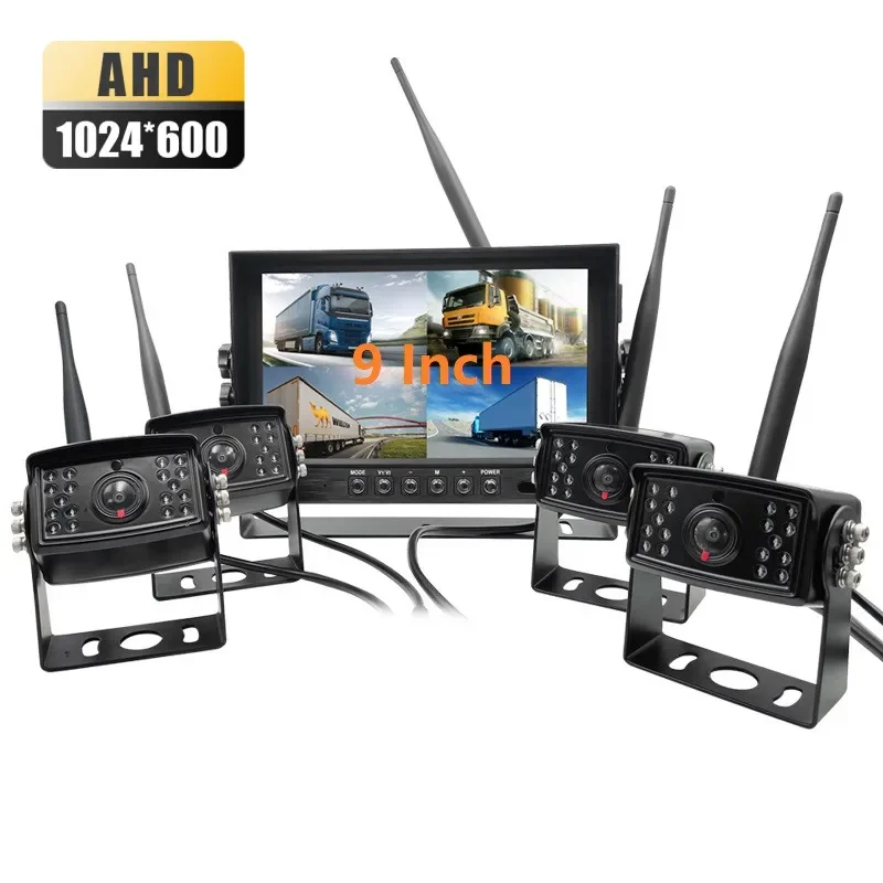 

Wireless 1080P 4CH 4 Wifi 24volts Rearview Rear Security Surveillance Camera Sides Kits System With Display Screen For Truck Bus
