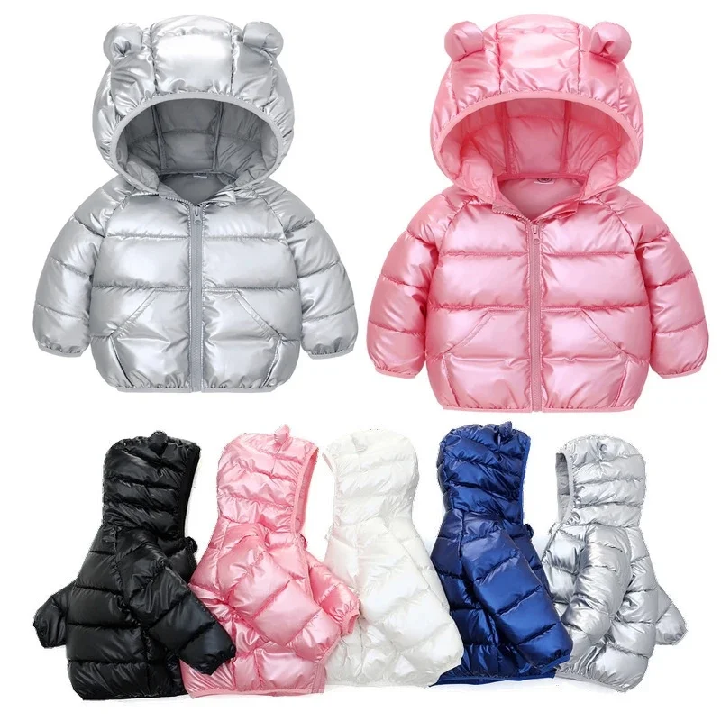 Autumn Winter Baby Girls Boys Jacket Children Cute Ears Hooded Down Coat Toddler Long Sleeve Clothes Kids Windproof Outerwear