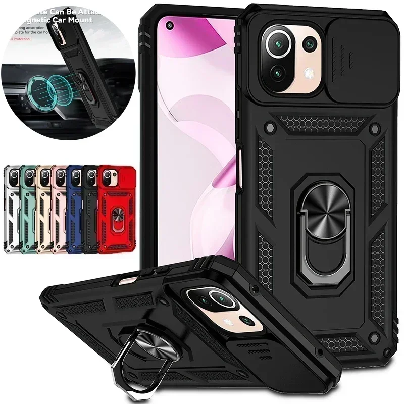 

for xiaomi 11 lite case slide camera armor phone cases for xiomi mi11 xiaomi mi 11 lite ne 5g 11lite light car holder back cover