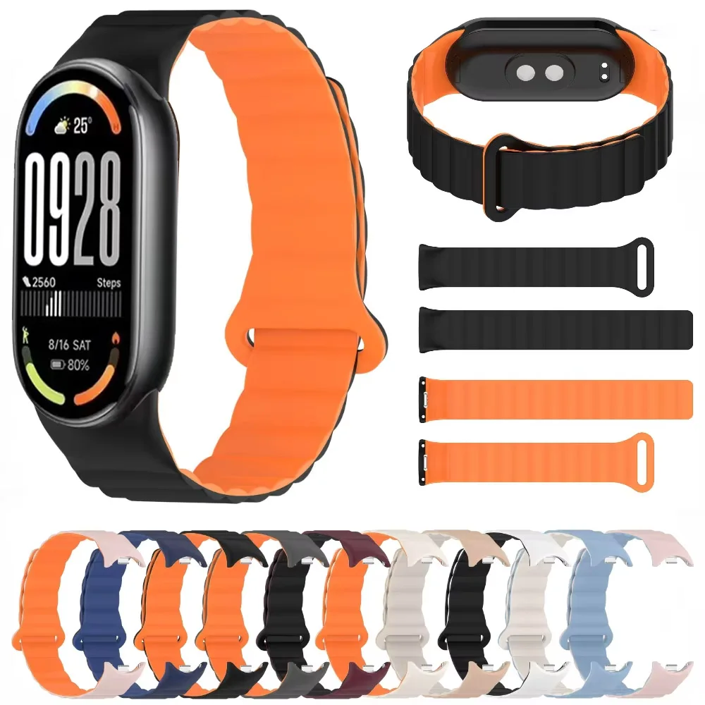 

Silicone Loop Strap for Xiaomi Mi Band 10/9/8 Magnetic Adjustable Bracelet Wristband for Xiaomi Mi Band 8/Band 9 Sports Bracelet