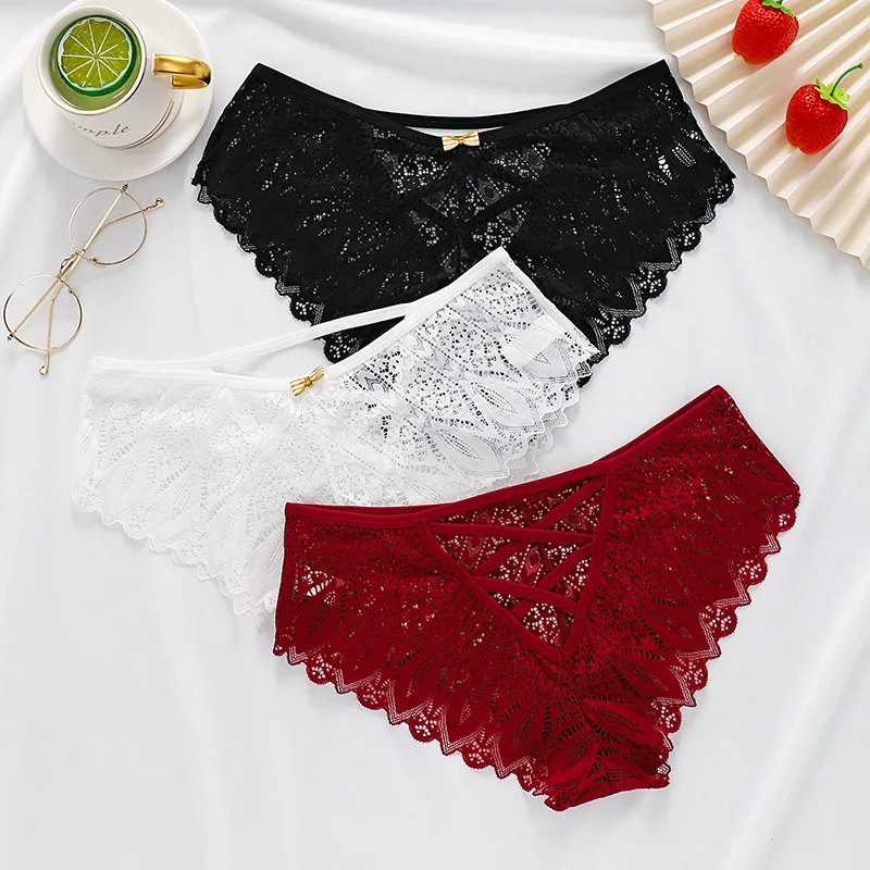 New Panties Women Lace Underwear Sexy Low-Waist Briefs Hollow Out G String Underpant Solid Comfortable Female Lingerie