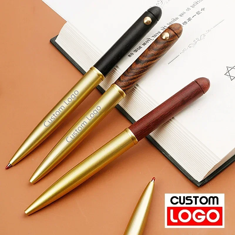 

Luxury Sandalwood Metal Rotating Ball Pen Personalized Custom Logo Business Gift Pen School Office Stationery Laser Engraving