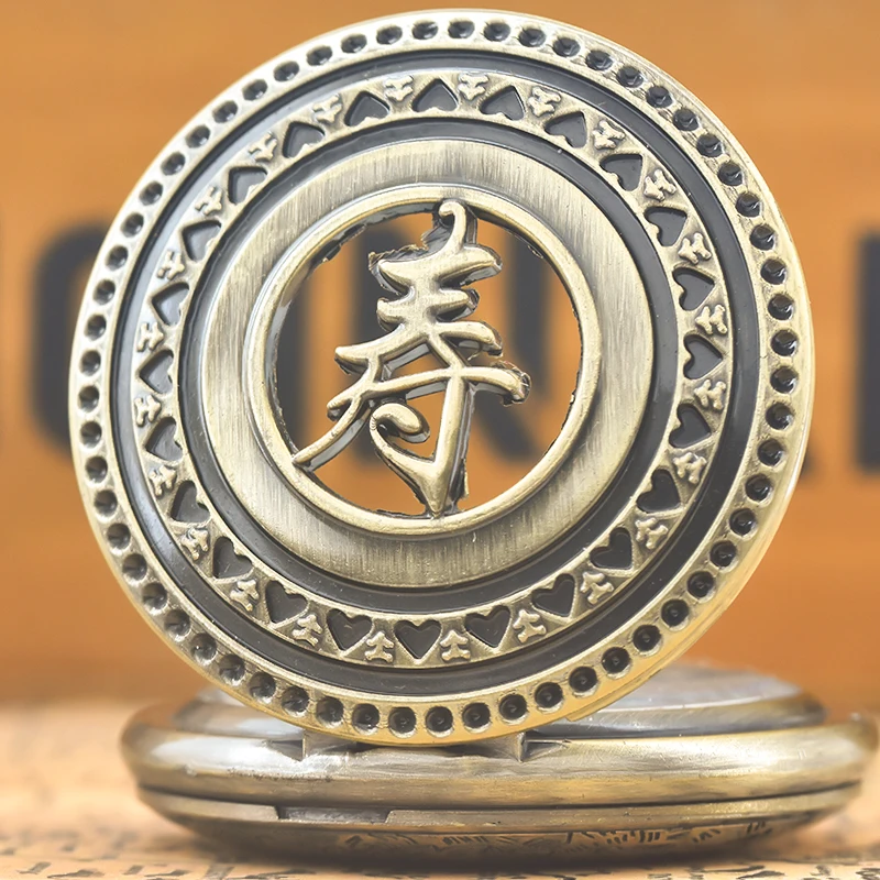 الرجعية البرونزية Steampunk عيد ميلاد شخصية الوجه الأعلى الكوارتز قلادة ساعة الجيب التذكارية لكبار السن الذكور والإناث