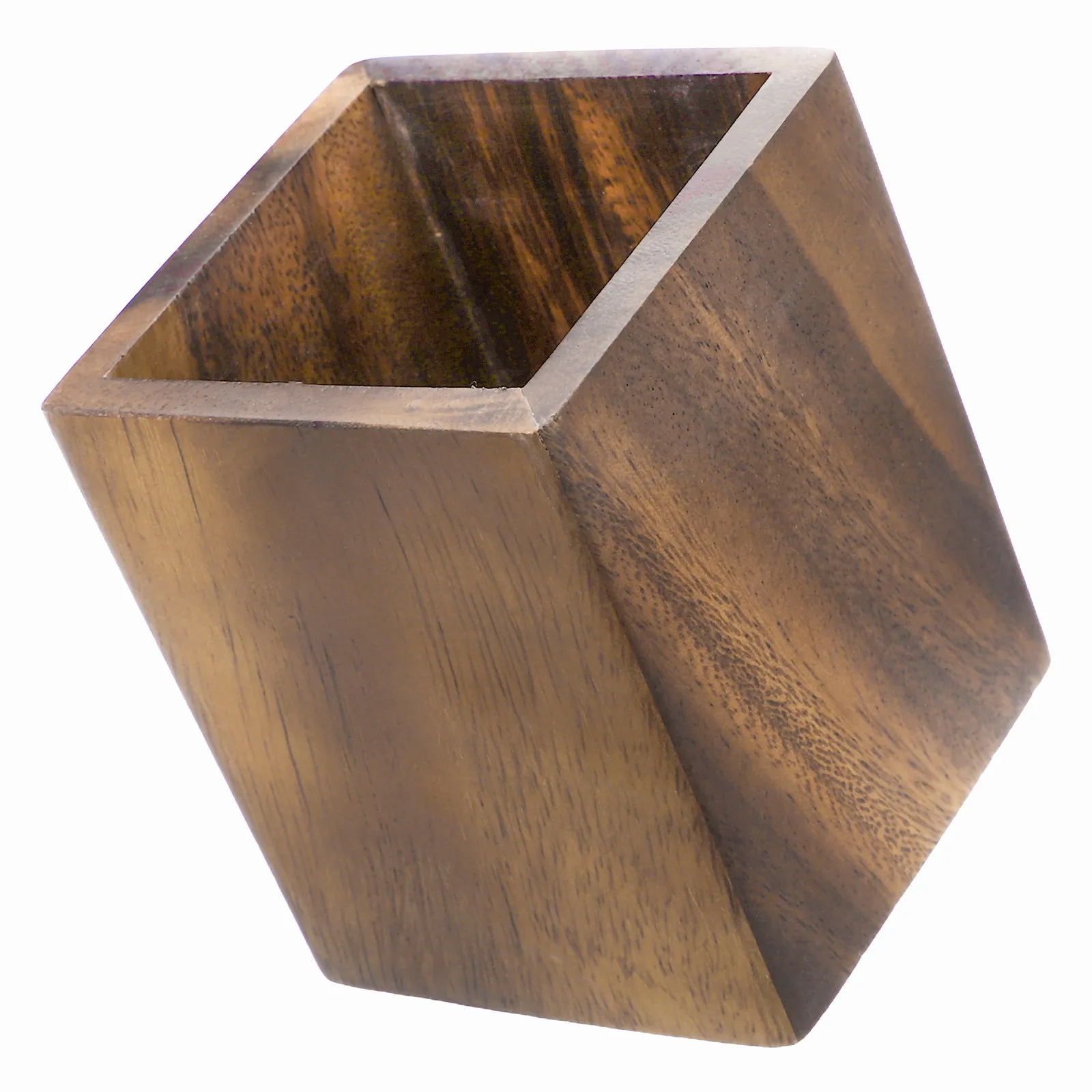 Walnut Wood Pen Holder Dark Brown Rustic Desktop Organizer For Office School Stationery Storage Cup Pencil Container