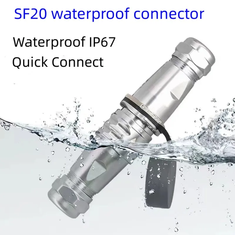 Quick Pull Self-locking Waterproof Connector SF20 20A 500V IP67 Led Display Male and Female Plug Socket 3/4/5/6/7/8/10P/12P