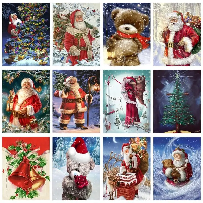

CHENISTORY Diamond Painting Santa Claus Rhinestone Pictures 5D DIY Diamond Embroidery Cross Stitch Mosaic Home Decoration