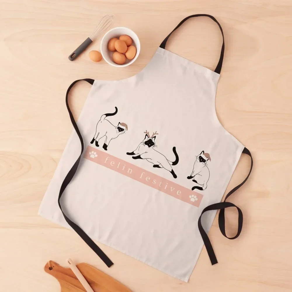 

Siamese Cat Xmas Apron Men gift painting Chef Uniform Women Kitchen Tools Accessories Apron