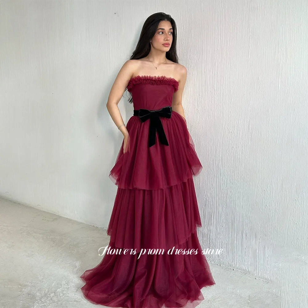 

Цветы трапециевидные платья для выпускного вечера с оборками на бретельках вечернее платье с поясом-бантом вечернее платье для женщин платья de fiesta по индивидуальному заказу