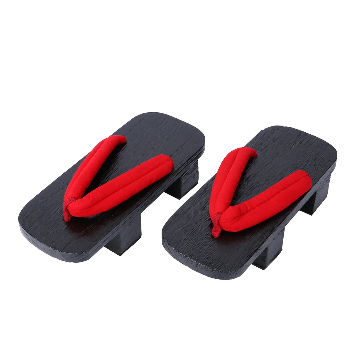 

1Pair Japan Clogs Fashion Summer Platform Sandals Red Strip Black Wood Two-Teeth Casual Slippers Size 38 6us 23cm Outdoor Use