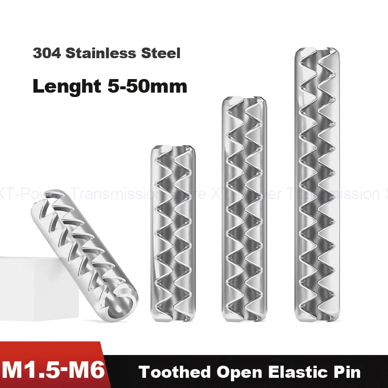 304 Stainless Steel Toothed Opening Pin M1.5 M2 M2.5 M3 M4 M5 M6 Hollow Cylindrical Waveform Opening Pin Dowel Pin Lenght 5-50mm