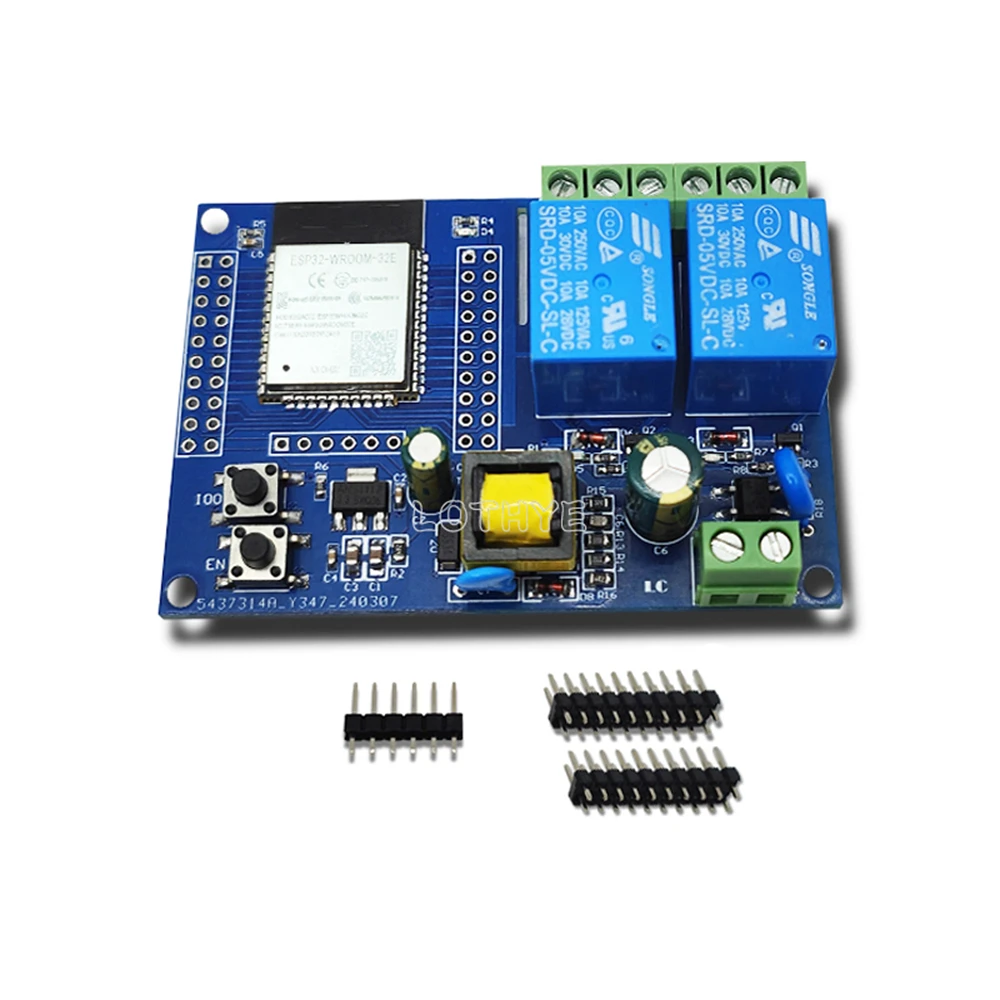 

ESP32-WROOM-32E AC220V ESP32 WiFi BLE Bluetooth Dual Channel Relay Module Secondary Development Board