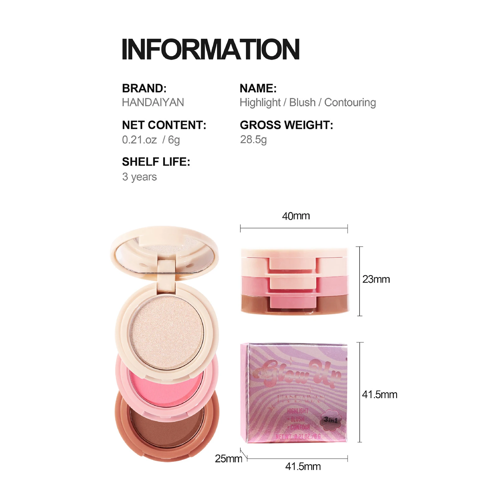 Face Blush Contour Highlight Face for a Shimmery Finish Long Wearing Face Blush for Cheek