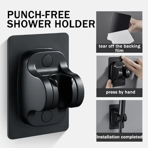 

1PC Universal Showerhead Holder Wall Mounted Punch Free Household Adjustable Self Adhesive Shower Bracket Bathroom Accessories