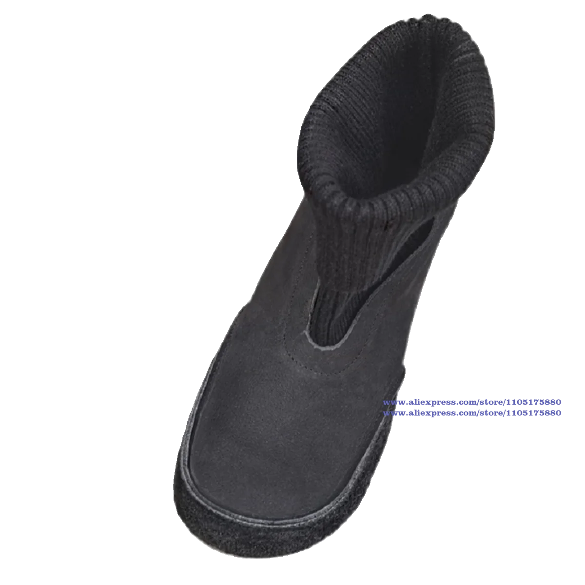 Black Cowhide Knitted Elastic Men's Boots Soft Leather Soft Sole Round Toe Slip On Ankle Boots Designer Men's Shoes Botas Mujer