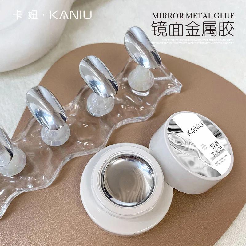 KANIU Nail Art Mirror Metal Glue Metallic Painting Gel Polish Soak Off Gel Nail Polish Silver Mirror Glitter UV Gel 5ml