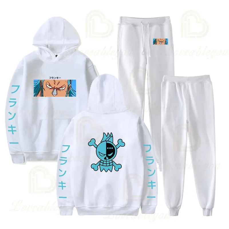 One Piece Men Women Set of Clothes Autumn Cartoon Hoodies Tops+long Pants 2pcs Suit Monkey D. Luffy Roronoa Zoro Chopper Clothes