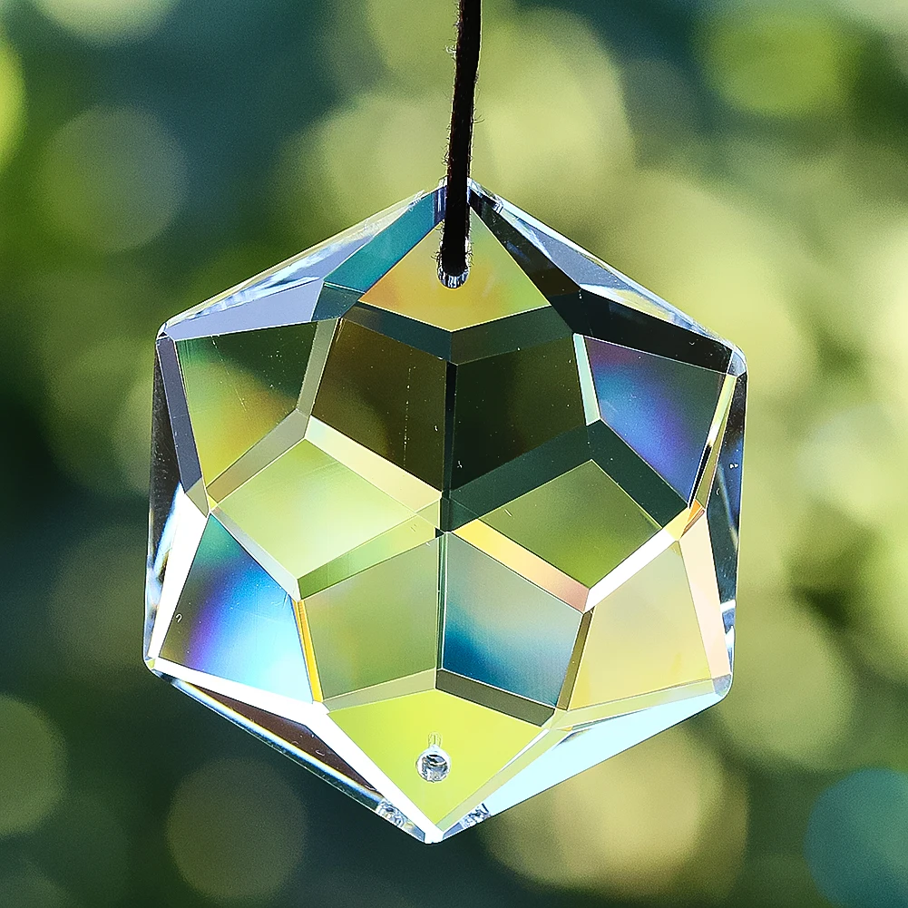 Laser Facetada Prisma Hexagrama Estrela de David Metatron, Lustre De Cristal De Vidro Claro, Cortina Dangle, Arco-íris Sun Catcher Decor, 48mm