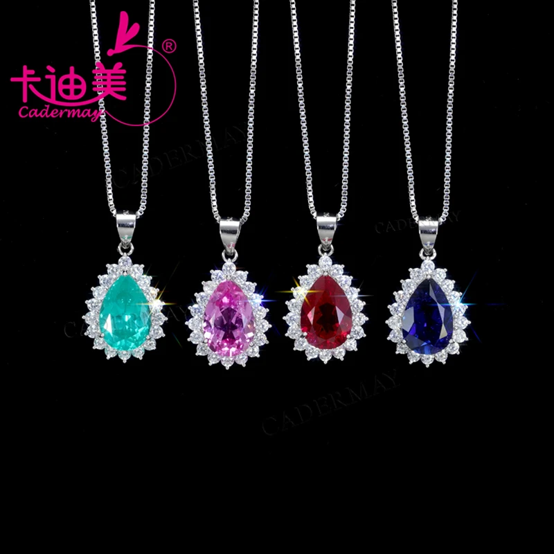 

CADERMAY выращен в лаборатории рубиновый Pegion криво-красный сапфир Paparadscha ожерелье из стерлингового серебра S925 для женщин ювелирные изделия подарки