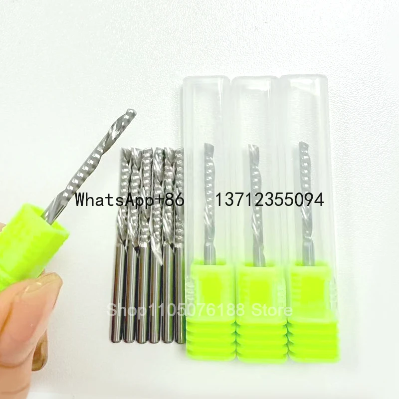 

10 шт. 3,175/4/5/6/8 мм AAA левая спиральная фреза, фреза с одной канавкой, концевая фреза с ЧПУ, твердосплавная фреза