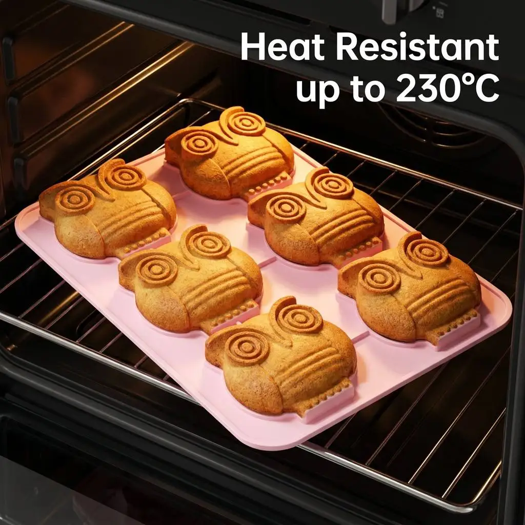 6 Cavity Owl Silicone Mold Non‑Stick Animal Shape Mould For Chocolate Candy Soap Candle Cake Reusable Baking Mold Handmade Craft