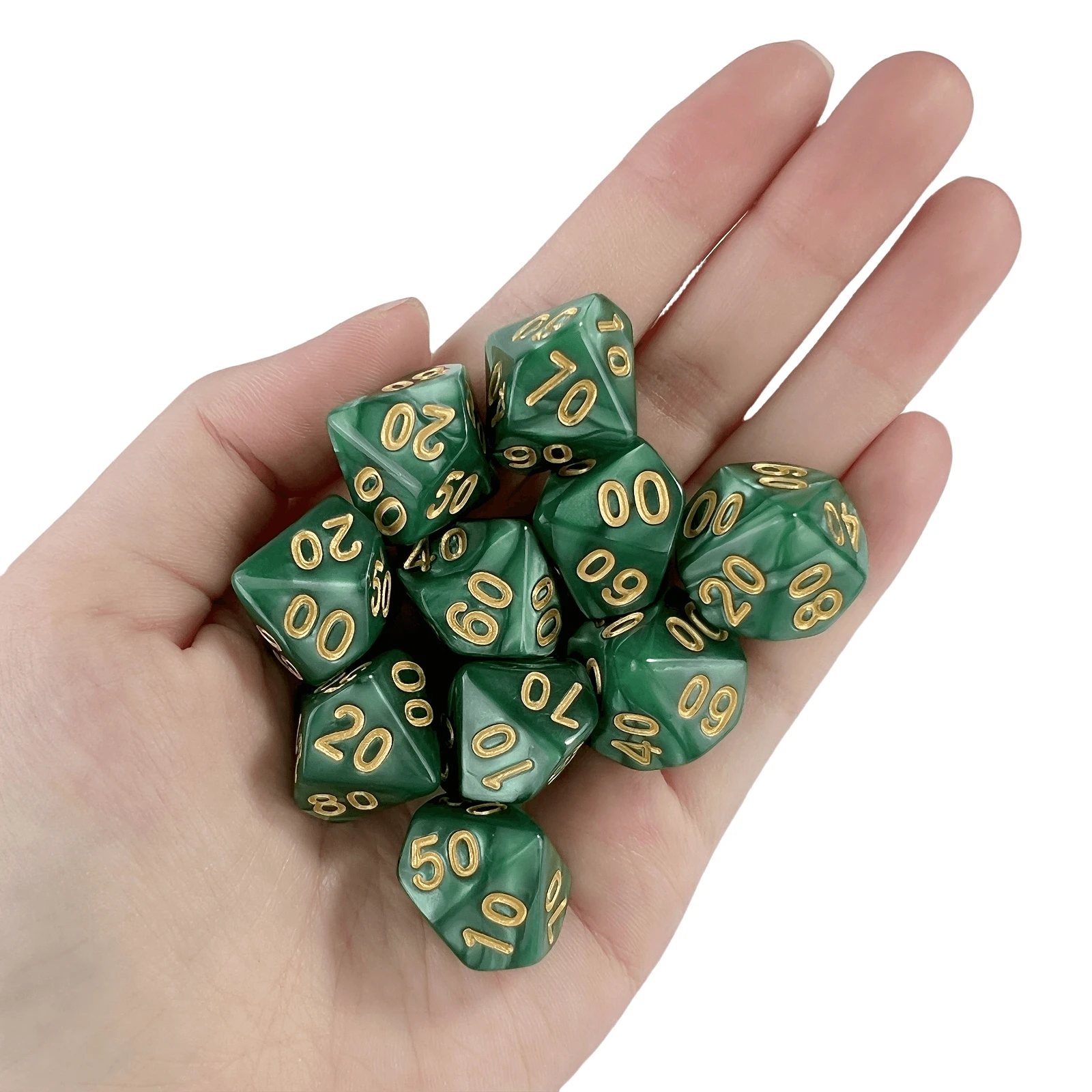 10 قطعة D10(00-90) النرد تأثير الرخام نرد متعدد السطوح للعبة اللوحة DND COC RPG