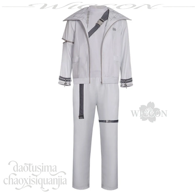 Project Sekai Accelerate Aoyagi Toya Cosplay Set White Punk Fashion Coat Pants Alternate Hair Color Christmas Party Outfit view 3