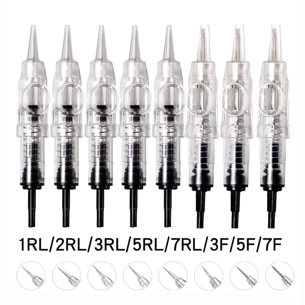 50Pcs Sterile Disposable Tattoo Cartridge Needles 0.30mm PMU Permanent Makeup Needles for Eyebrow Eyeliner Lip Microblading Pen