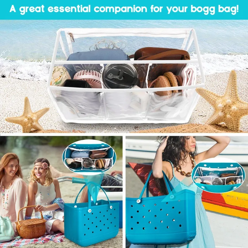 XL Clear Bogg Bag Accessories EVA Rubber Waterproof Shopping Basket Beach Pool Transparent Insert Jelly Tote Bogg Bag Organizer