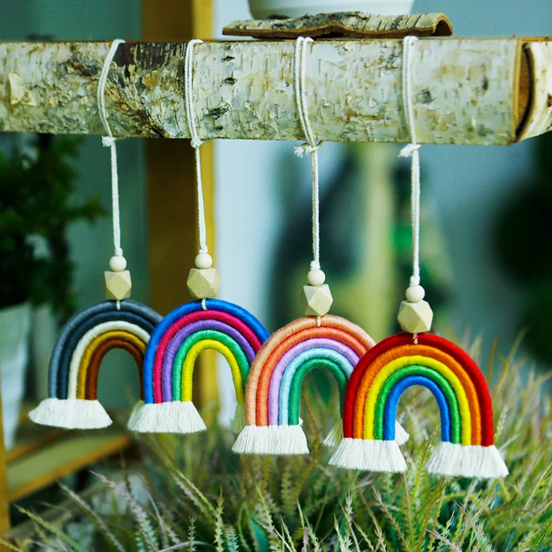 Exquisite Hand-woven Rainbow Pendant Creative Retro Bohemian Style Backpack Decoration DIY Chain Girls Birthday Holiday Gifts