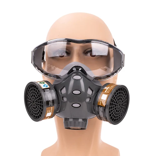 Imagen 2 del producto Respirador, máscara de Gas de cara completa con gafas de seguridad, pintura en aerosol, decoración de pesticidas químicos, formaldehído con filtro