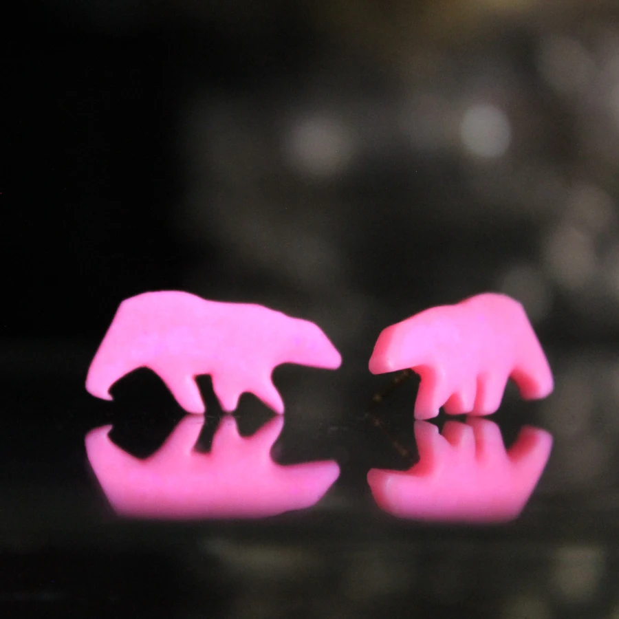 Polar Bear Earrings Glow in The Dark Ear Stud For Women Fine Jewelry Pink Sea Bear Eardrop Hemispherical Beads