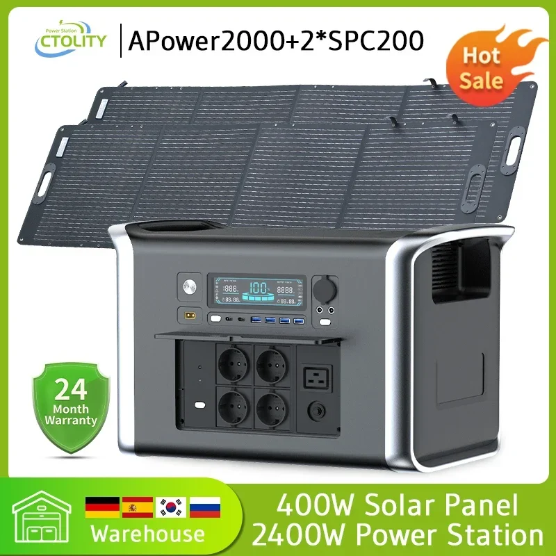 

Top! Camping Portable Power Station Solar Generator 1000W 2000W Lifepo4 Battery 220V AC Outlets Power Flexible Solar Panel Equip