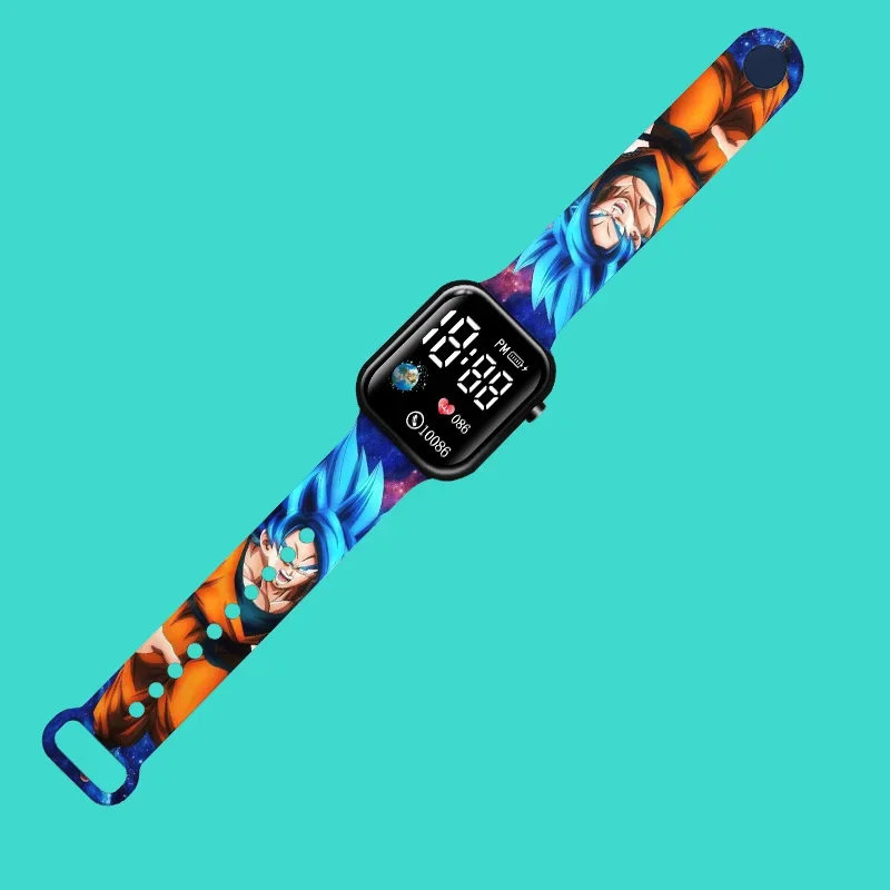 NEW Sasuke Luffy Goku Zoro children‘s watch Cartoon print strap LED square Waterproof electronic watch boys girls birthday gifts