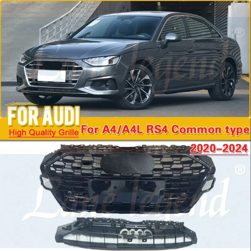 

New ABS Material Front Grill ABS Racing Grills Front Bumper Grilles Mesh Cover for Audi A4 2020 2021 2022 2023 2024